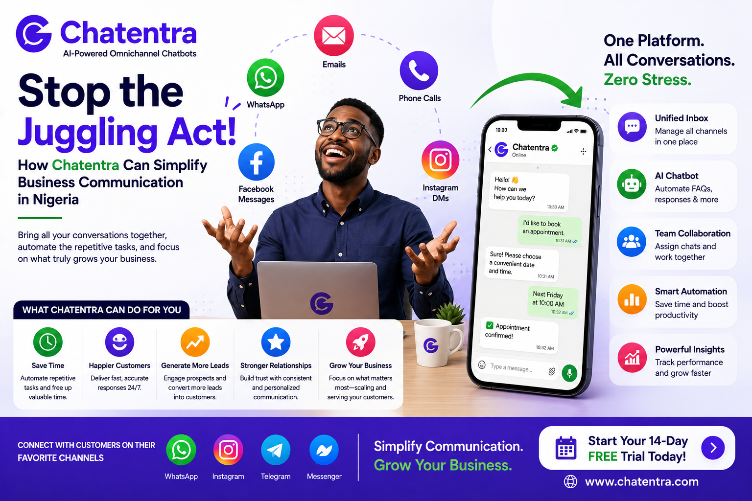 Stop the Juggling Act! How Chatentra Simplifies Business Communication in Nigeria